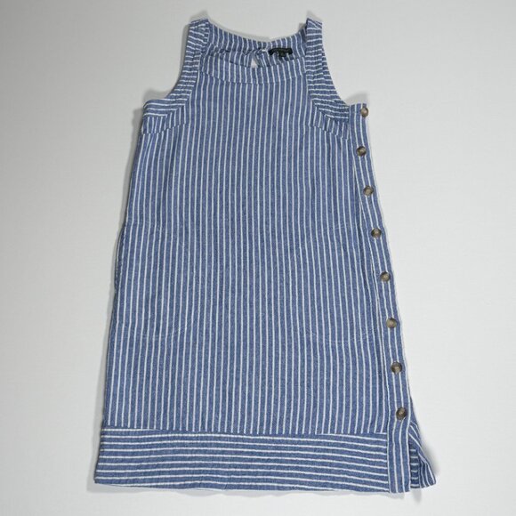 Sleeveless For Cynthia Blue and White Stripe Linen Dress - Picture 3 of 7